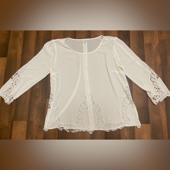 Charming Charlie Tops - Charming Charlie Cream Embellished 3/4 Sleeve Blouse